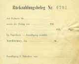 Rückzahlungsbeleg 1939