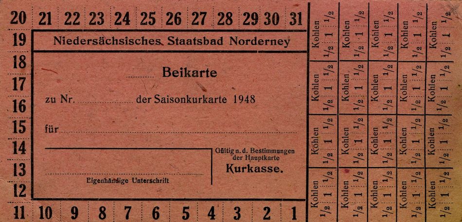 Beikarte zur Saisonkurkarte 1948