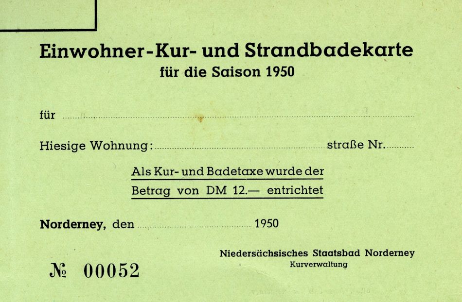 Einwohner-Kur- und Strandbadekarte 1950