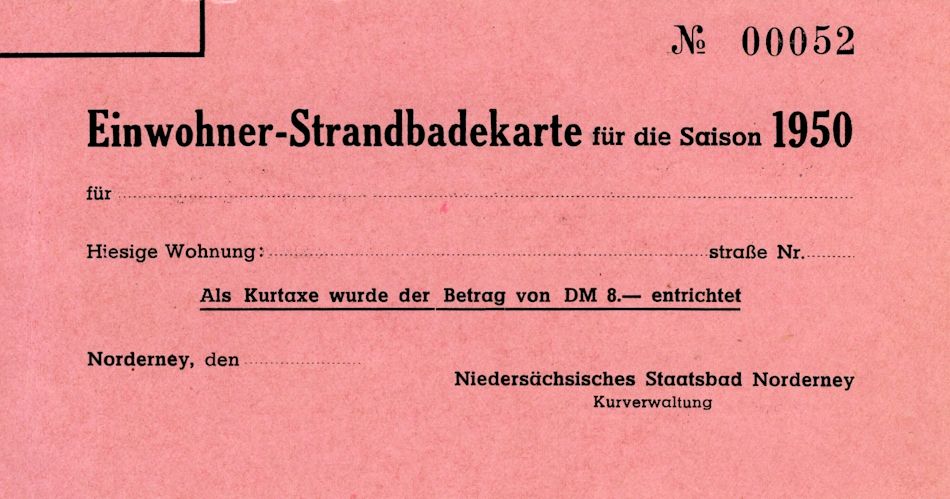 Einwohner-Strandbadekarte 1950