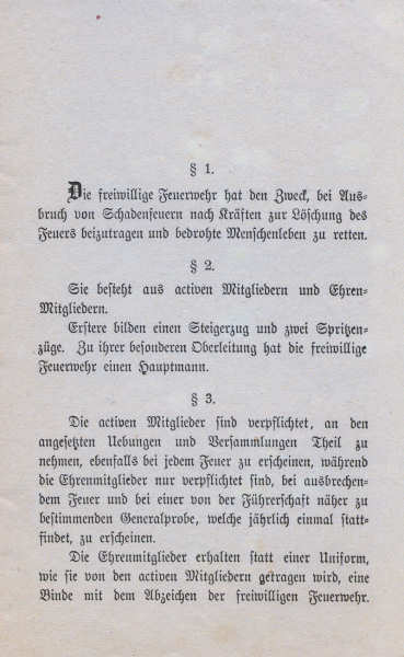 Freiwillige Feuerwehr Norderney - Statuten vom 28.12.1884