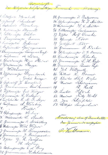 Mitglieder des 1. Vorstandes der F.F. Norderney 17.12.1884