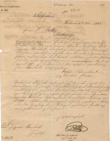 Original-Spendenbeleg der Bremer-Häuser 9.02.1885