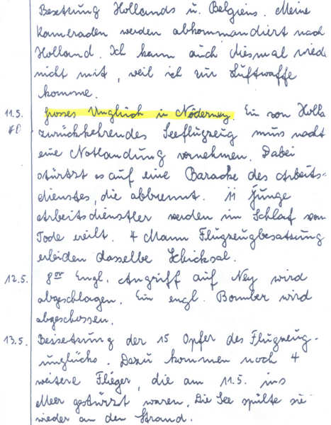 Aus dem Kriegstagebuch von Johann Carls