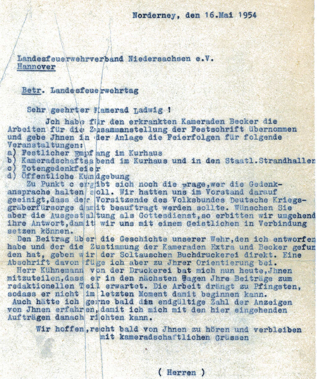 Schreiben an den Landesverband