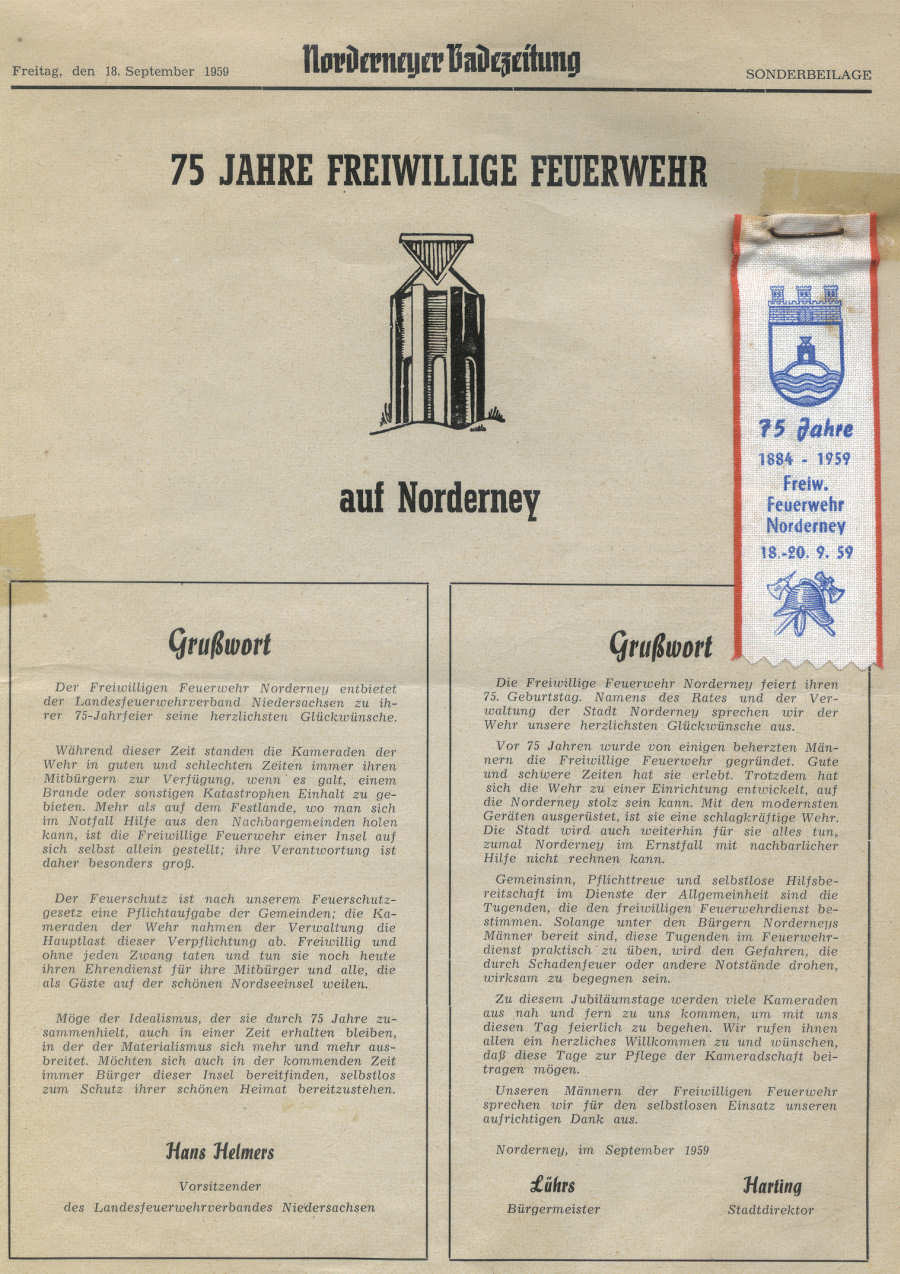 75 Jahre Freiwillige Feuerwehr - 18. - 20.09.1959