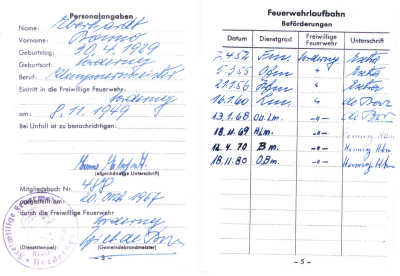 Feuerwehr Mitgliedsbuch