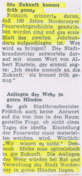 Abschlußbericht über 100 Jahre Freiwillige Feuerwehr Norderney