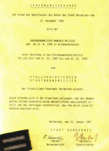 2. Amtszeit von Wehrführer Gerhard Fröhlich - 18.11.1986