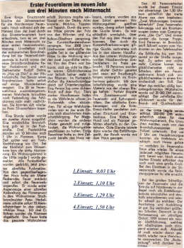 Vier Einsätze in der Neujahrsnacht 01.01.1999