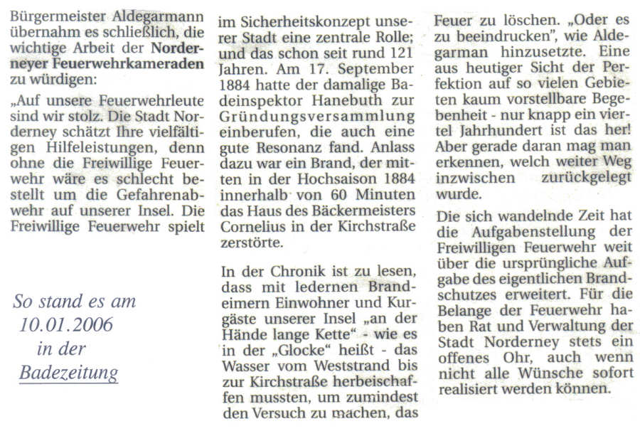 Ehrung der F.F. Norderney am 08.01.2006