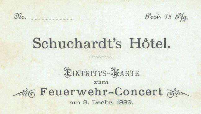 Feuerwehr - Conzert 1889 + 1892 Feuerwehr - Conzert 1889 + 1892
