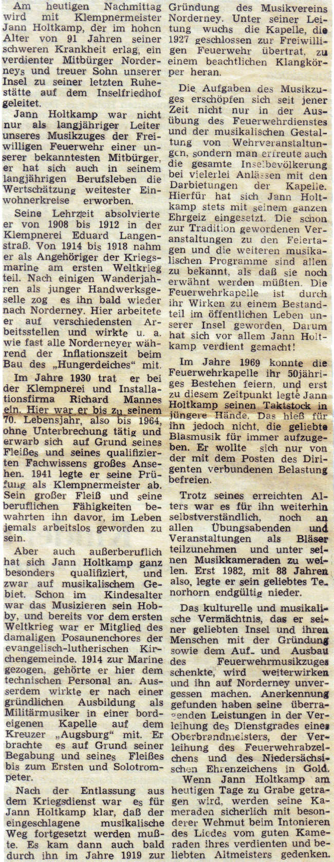 Nachruf - Badezeitung 05.06.1985