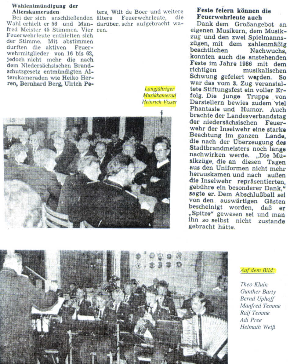 Jahreshauptversammlung November 1986