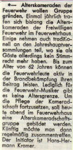 Gründung einer "Oldie-Gruppe" - 1. Dezember 1999