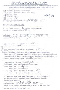 Jahresbericht - Stand 31.12.1985