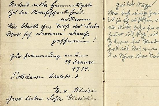 Ein Rezeptbuch. Ein Geburtstagsgeschenk für Sophie Giesecke mit Widmung (links). Ein Rezeptbuch. Ein Geburtstagsgeschenk für Sophie Giesecke mit Widmung (links).