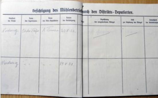 Das Revisionsbuch der Mühle "Selden Rüst". Das Revisionsbuch der Mühle "Selden Rüst".