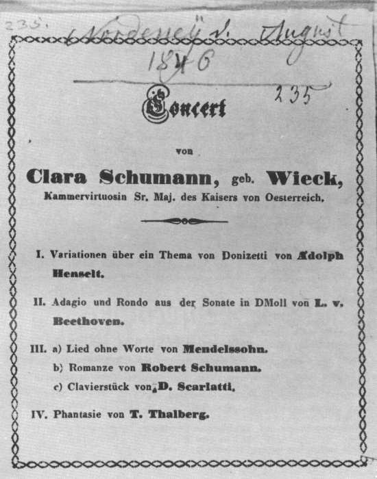 Konzert August 1846 - Clara Schumann